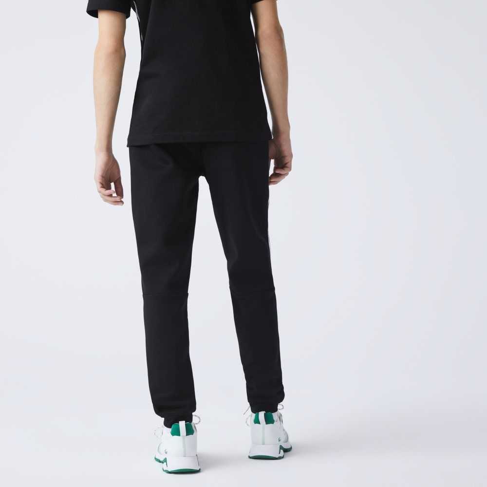 Black Lacoste Branded Bands Skinny Fleece Jogging Pants | UTEVHZ-673