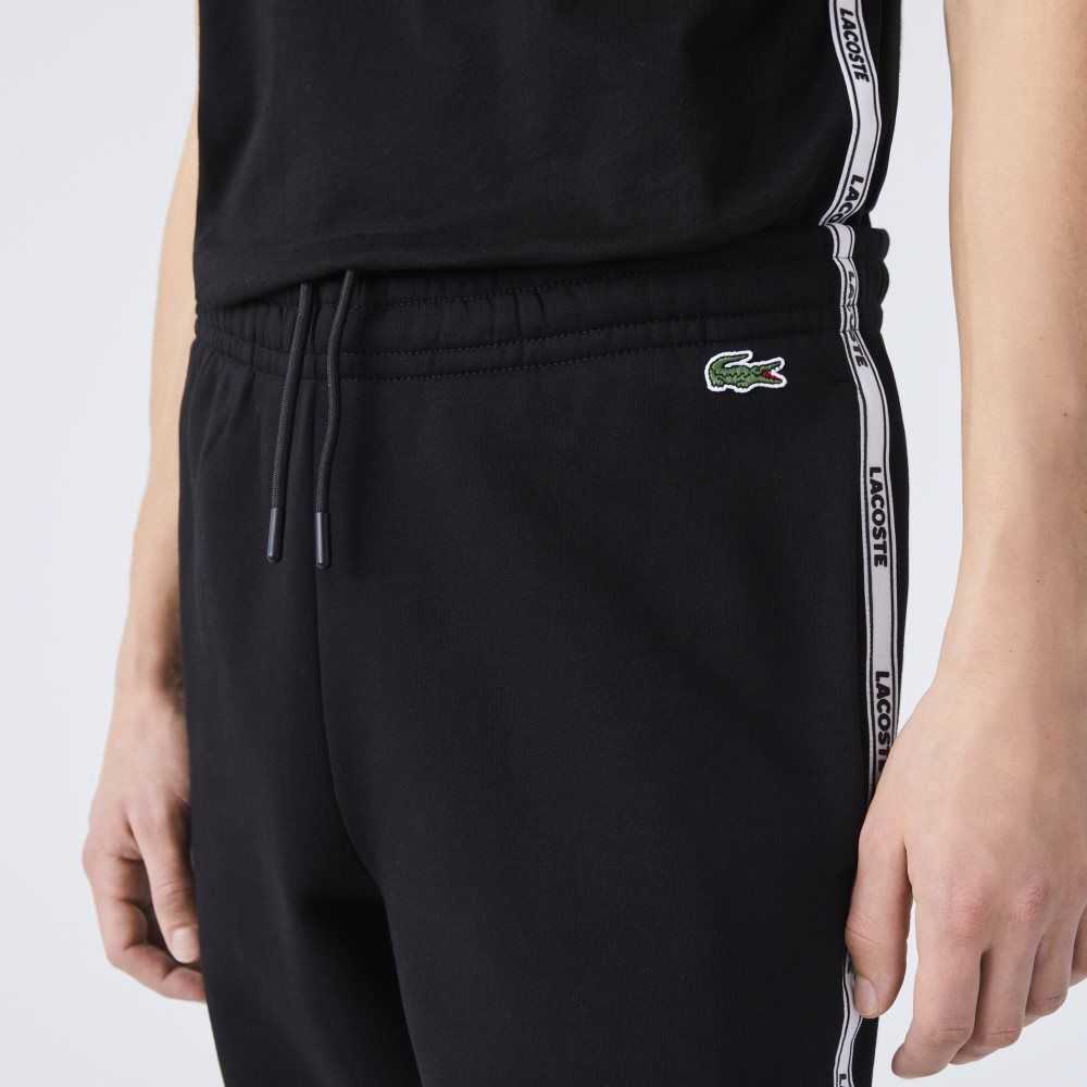 Black Lacoste Branded Bands Skinny Fleece Jogging Pants | UTEVHZ-673