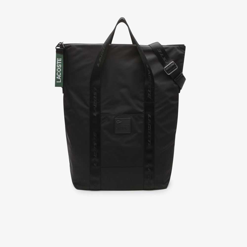 Black Lacoste Branded Handle Large Tote Bag | COFMDH-502