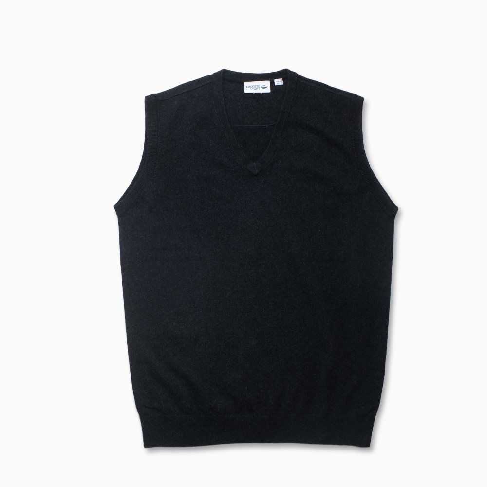 Black Lacoste Cashmere Sweater Vest | XRVEQA-931