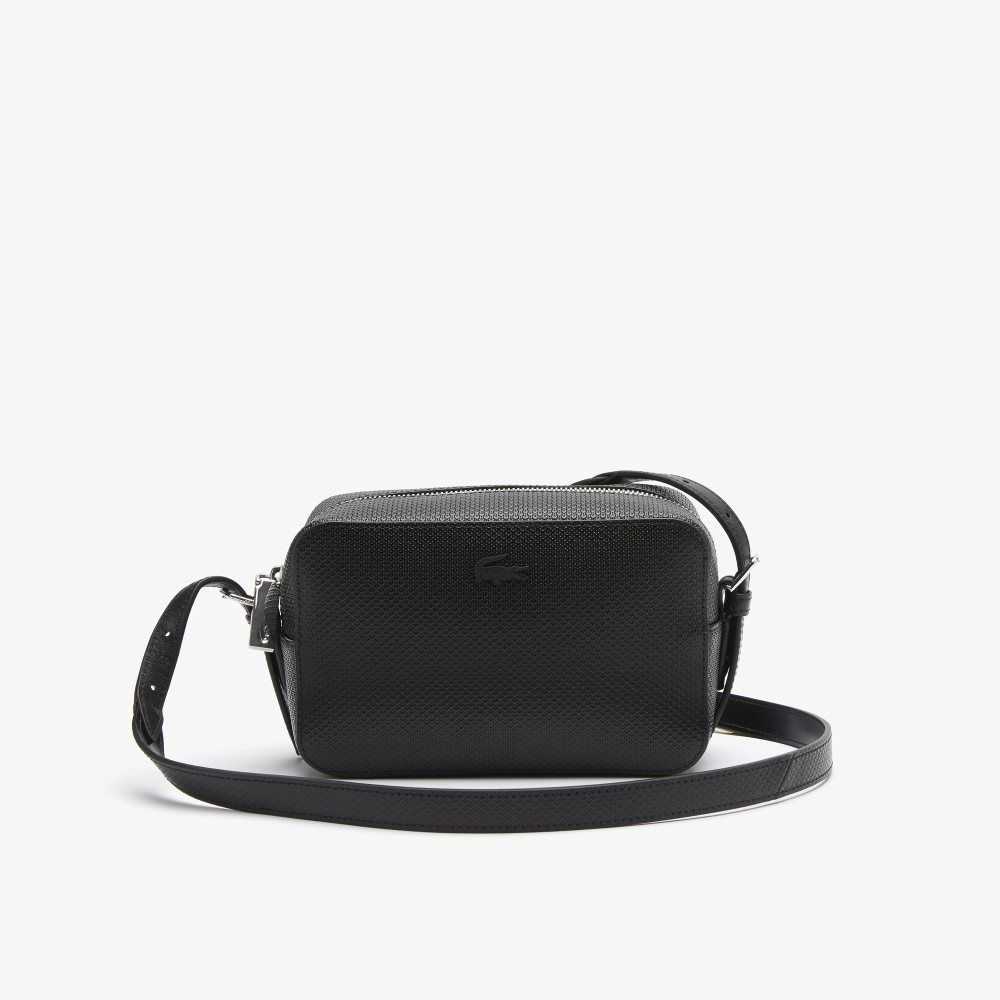 Black Lacoste Chantaco Pique Leather Small Shoulder Bag | LTRAKY-391