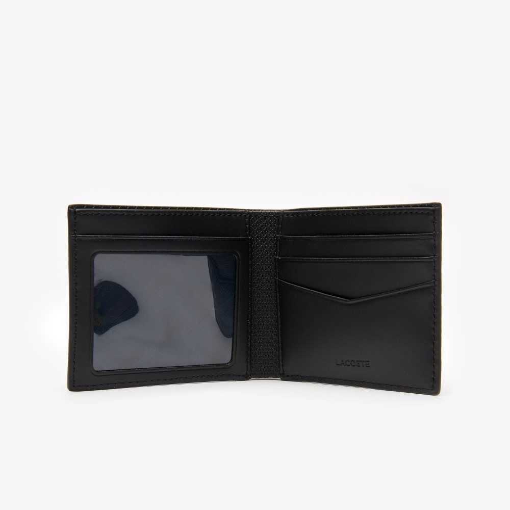 Black Lacoste Chantaco Pique Leather Three Card Wallet | IZXLBU-261