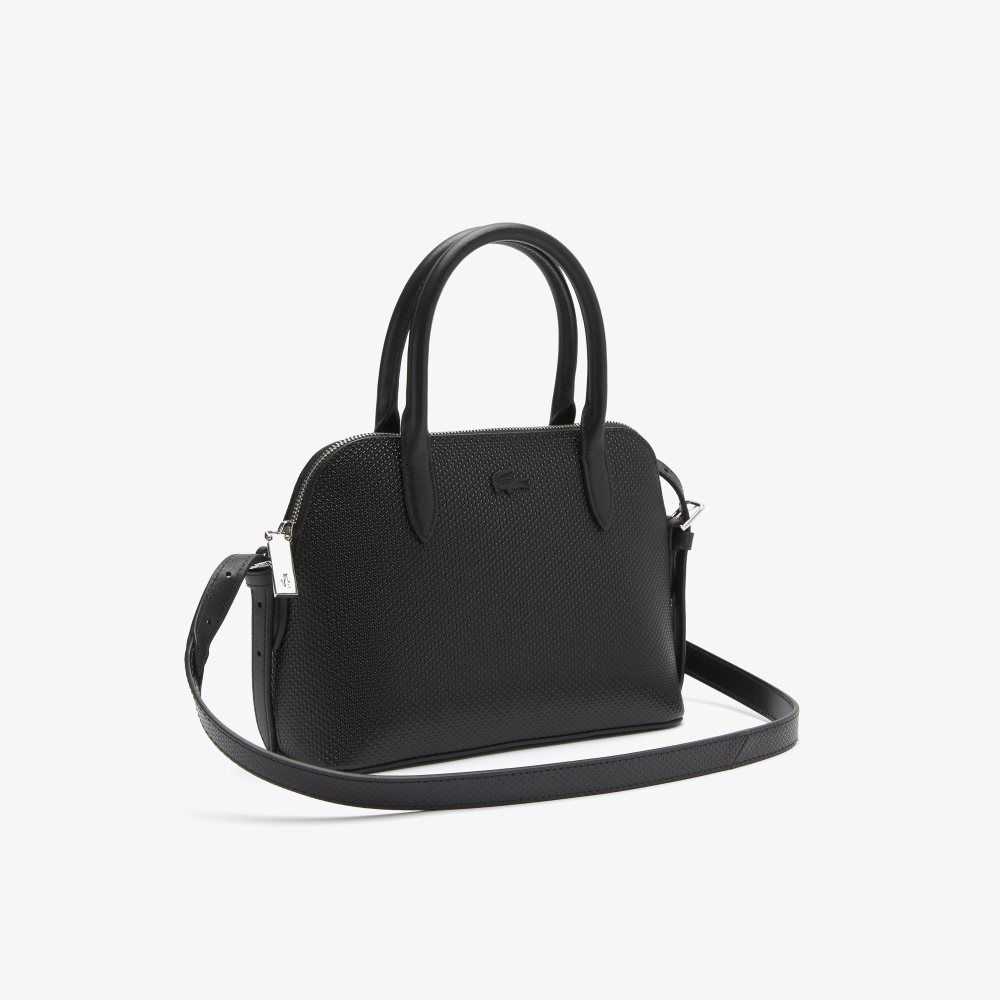 Black Lacoste Chantaco Pique Leather Top Handle Bag | FVXTPY-815