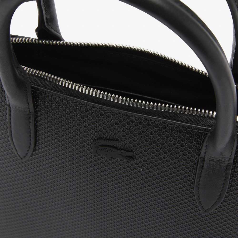 Black Lacoste Chantaco Pique Leather Top Handle Bag | FVXTPY-815