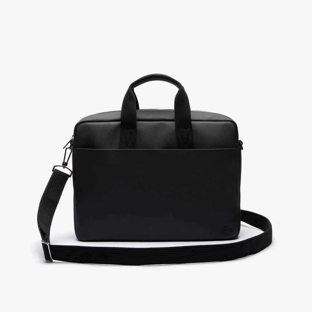 Black Lacoste Classic Petit Pique Computer Bag | PGMVQC-436