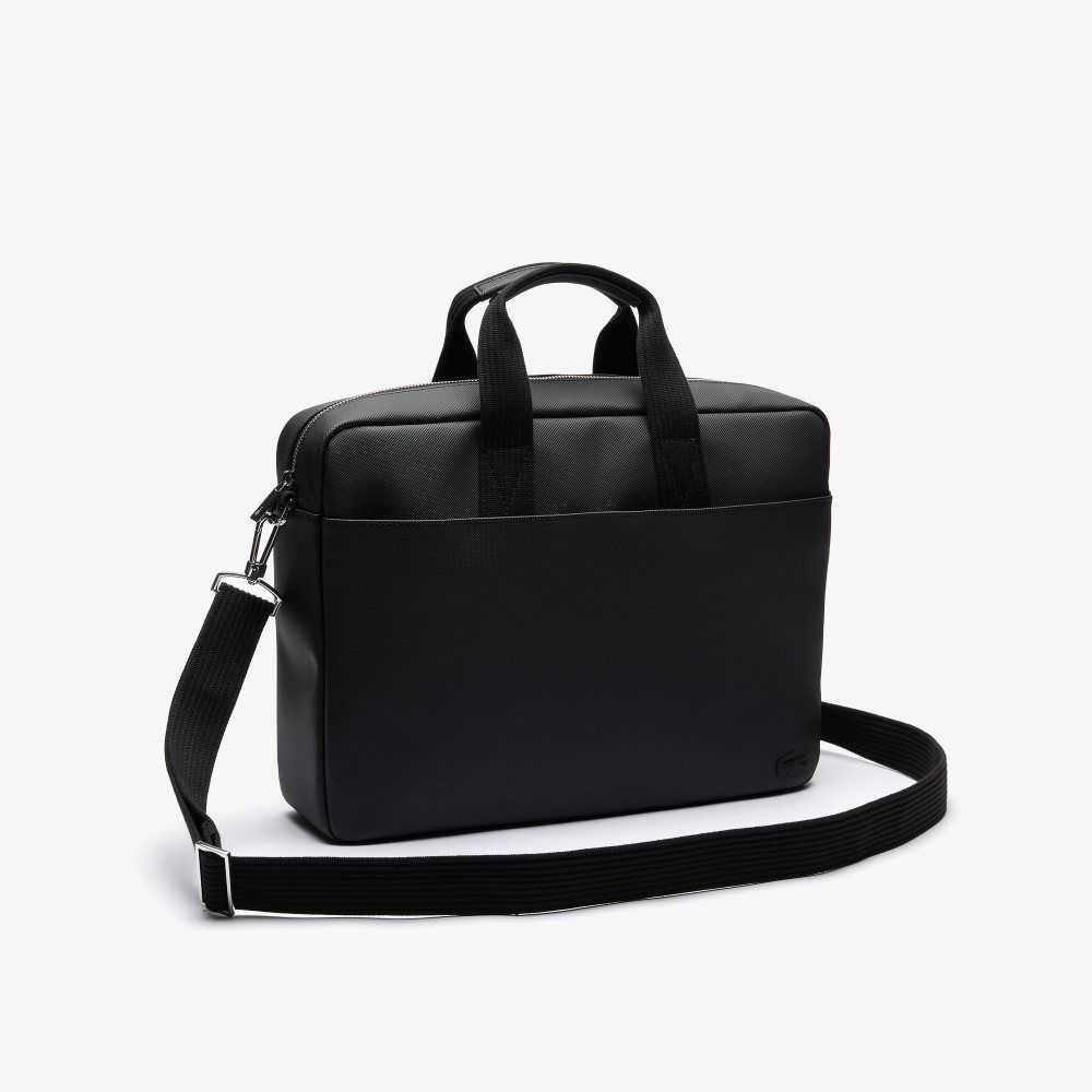 Black Lacoste Classic Petit Pique Computer Bag | PGMVQC-436