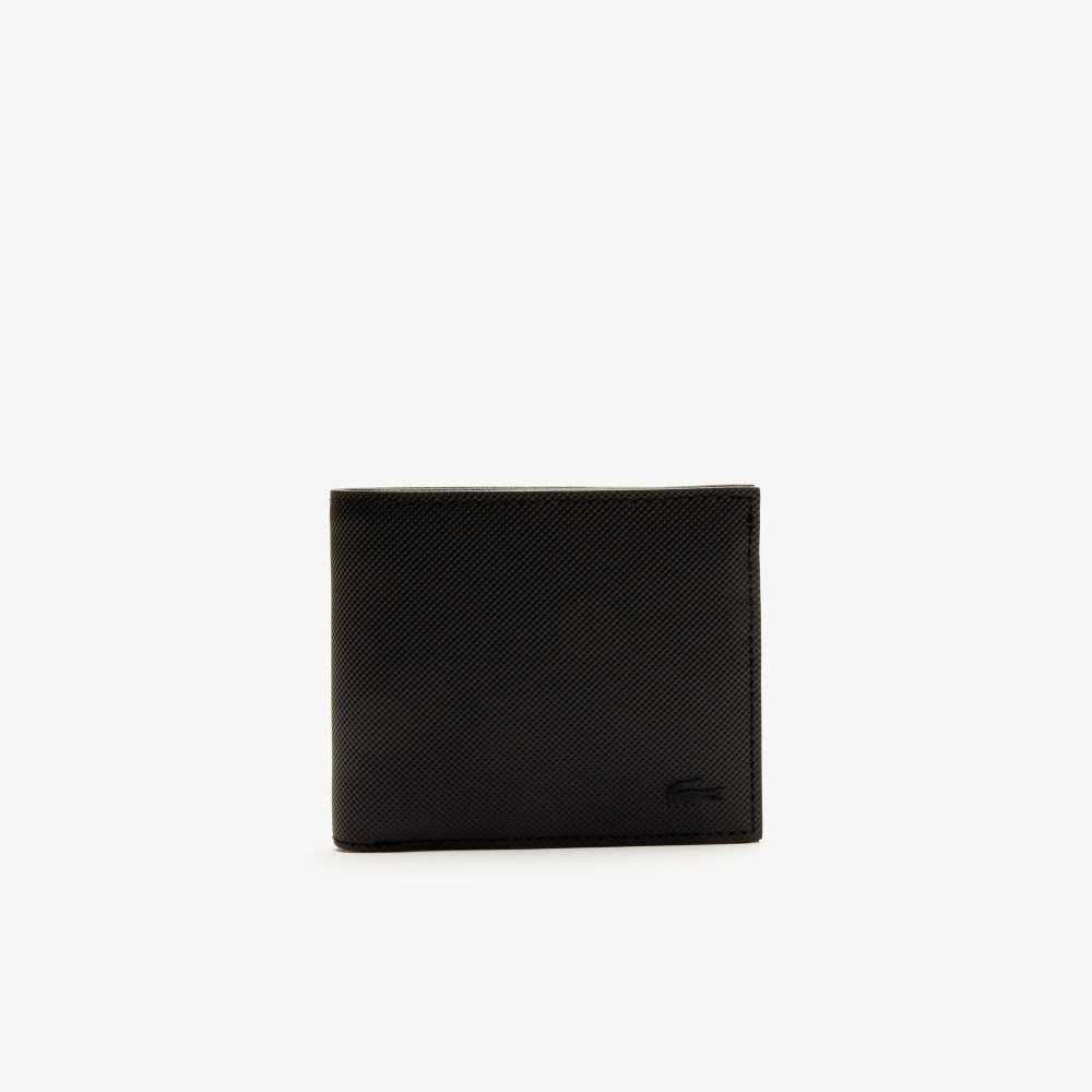 Black Lacoste Classic Petit Pique Three Card Wallet | DVGPIO-871