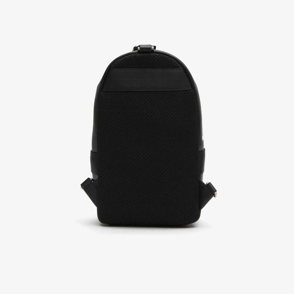 Black Lacoste Compact Split Calfskin Leather Bag | BFNDZX-304