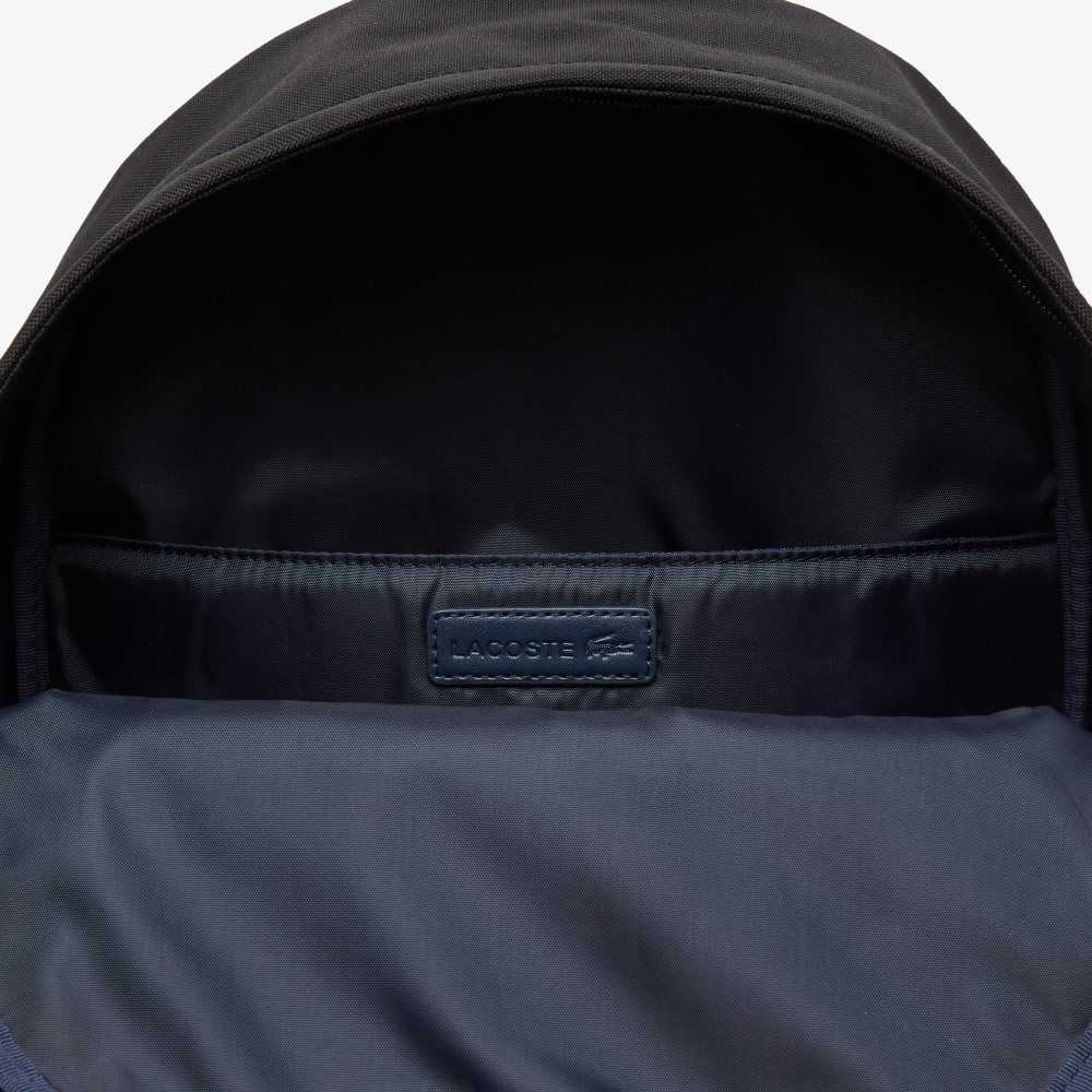 Black Lacoste Computer Compartment Backpack | ZIVCFE-157