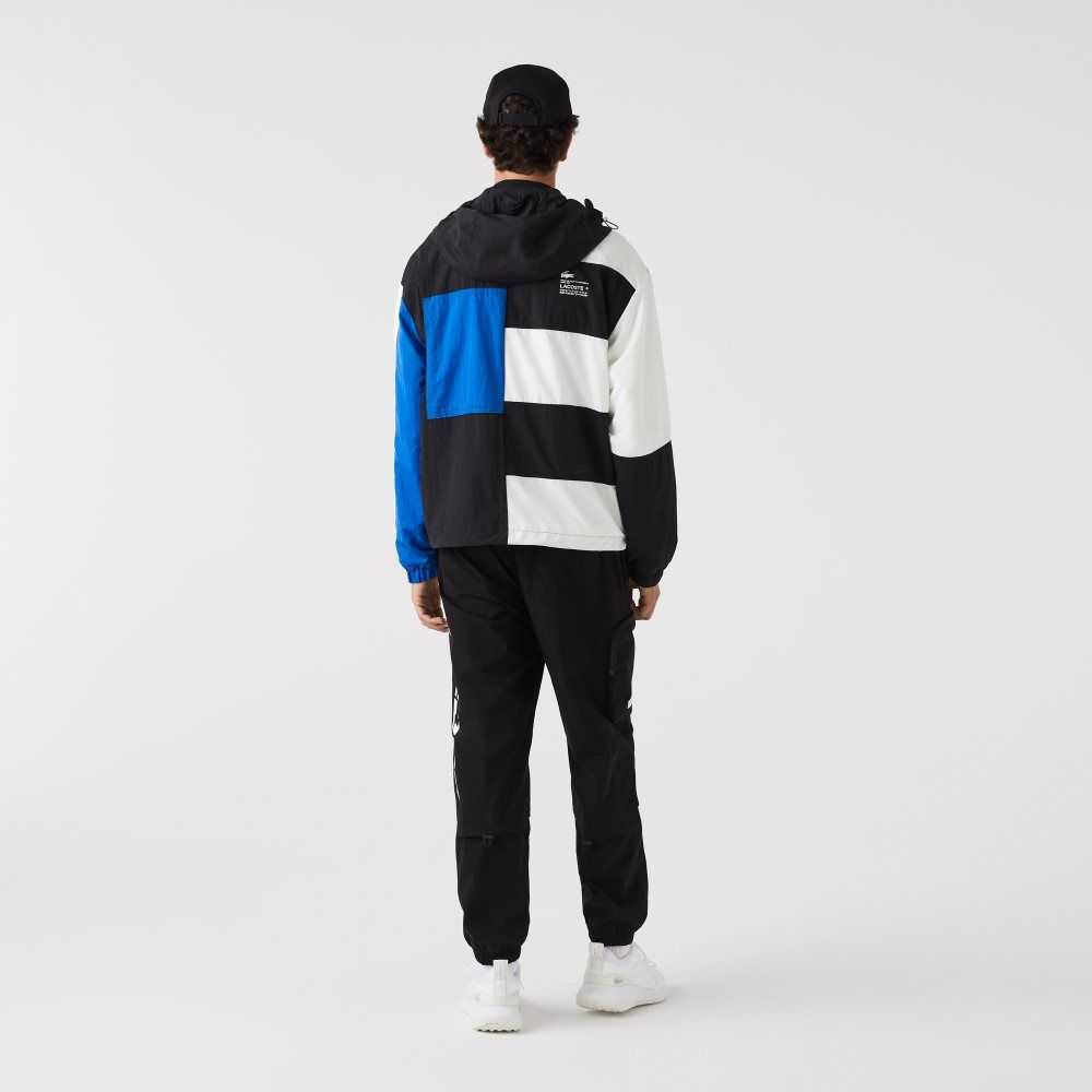 Black Lacoste Contrast Oversized Branding Trackpants | NMIGCE-839