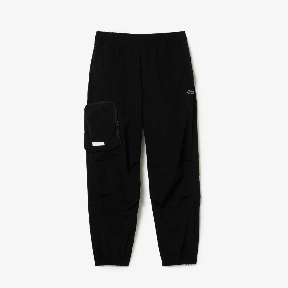 Black Lacoste Contrast Oversized Branding Trackpants | NMIGCE-839