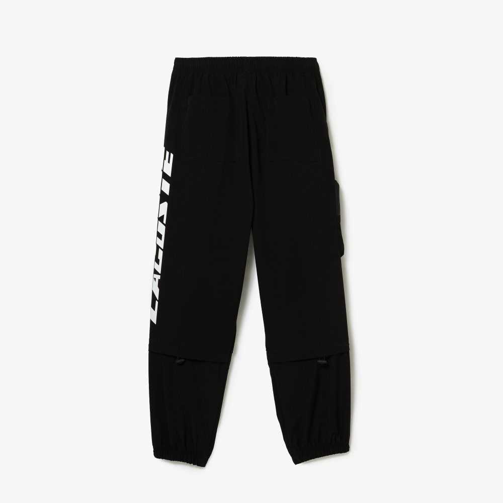 Black Lacoste Contrast Oversized Branding Trackpants | NMIGCE-839