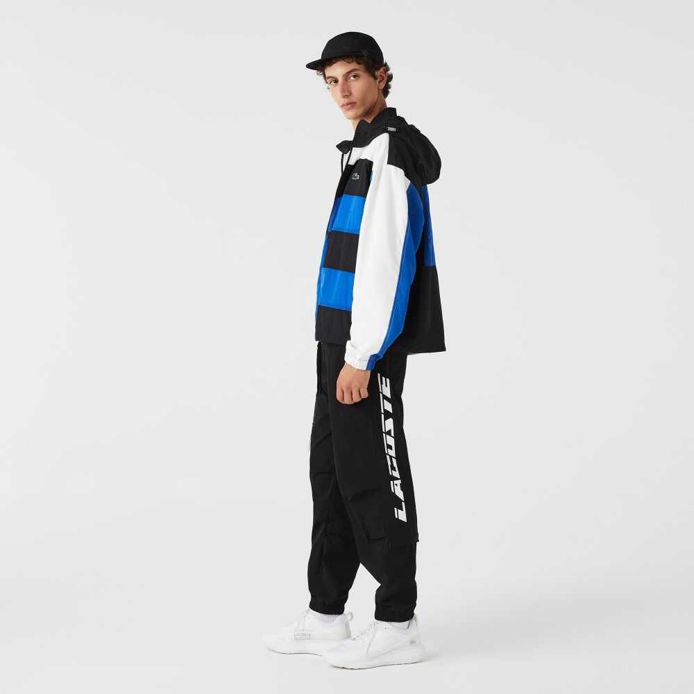 Black Lacoste Contrast Oversized Branding Trackpants | NMIGCE-839