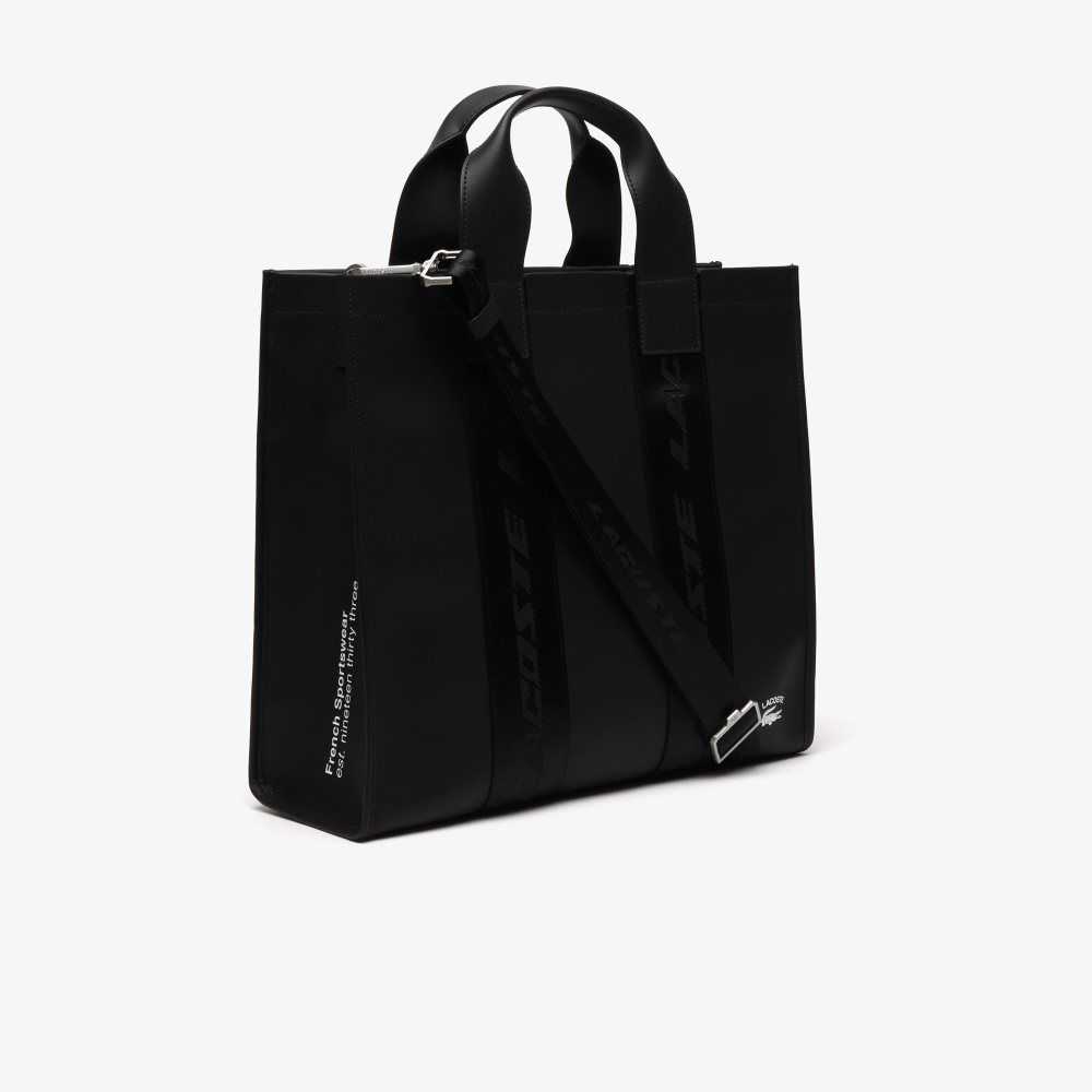 Black Lacoste Contrast Print Tote | MIGUDE-234