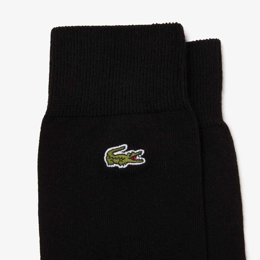 Black Lacoste Cotton Blend High-Cut Socks | VHPJOT-129