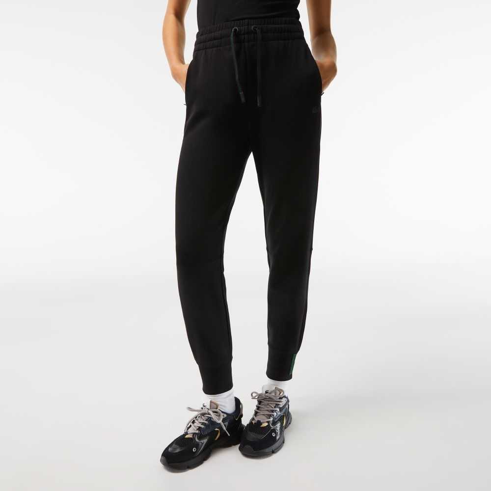 Black Lacoste Cotton Jersey Trackpants | GZNOUH-037