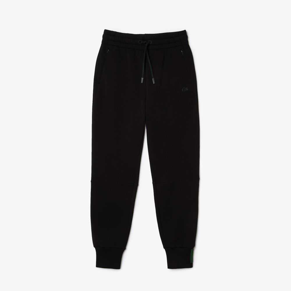 Black Lacoste Cotton Jersey Trackpants | GZNOUH-037