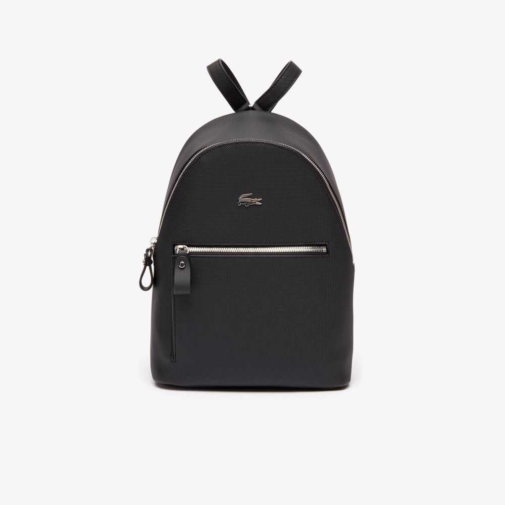 Black Lacoste Daily Classic Coated Pique Canvas Backpack | PWVBUL-802