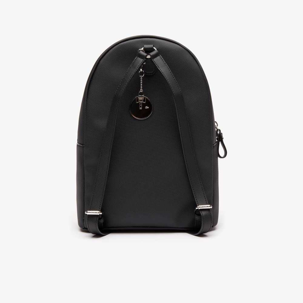 Black Lacoste Daily Classic Coated Pique Canvas Backpack | PWVBUL-802