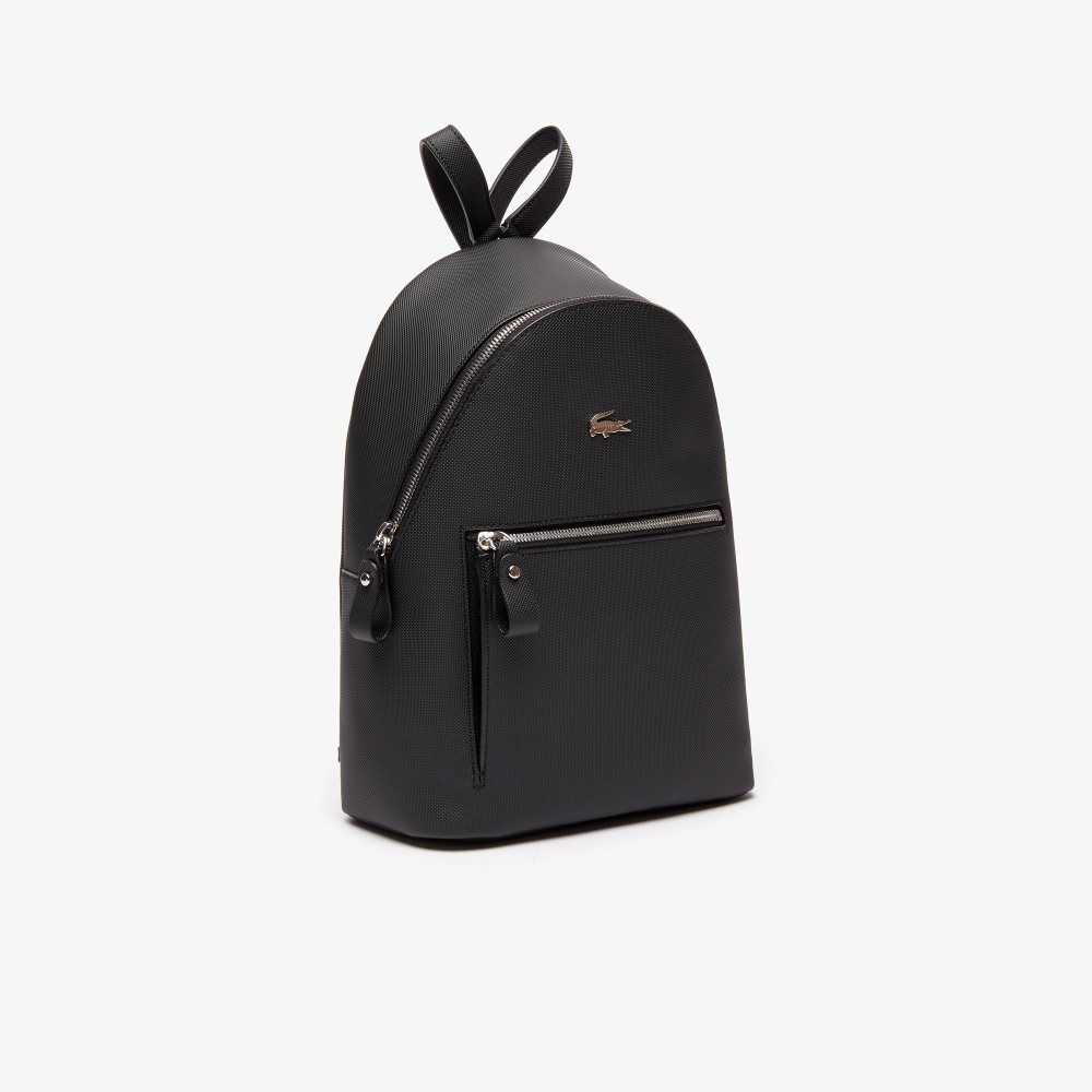 Black Lacoste Daily Classic Coated Pique Canvas Backpack | PWVBUL-802