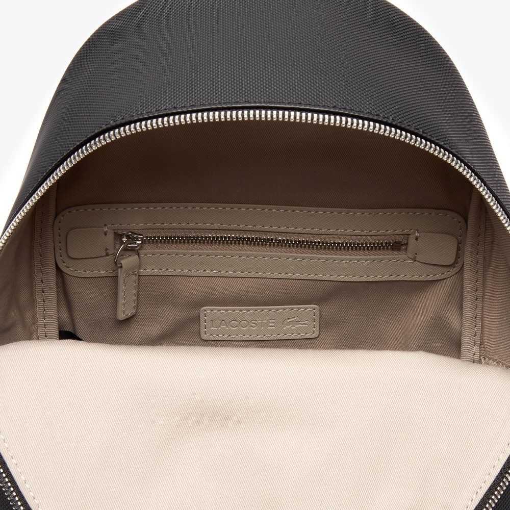 Black Lacoste Daily Classic Coated Pique Canvas Backpack | PWVBUL-802