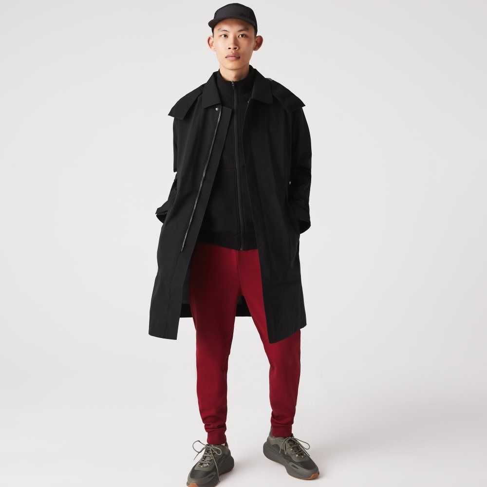 Black Lacoste Detachable Hood Knee-Length Water-Resistant Parka | USJBWG-841