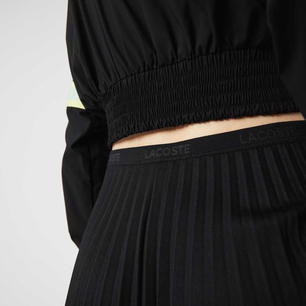 Black Lacoste Elasticized Waist Flowing Pleated Skirt | RSQVKA-198