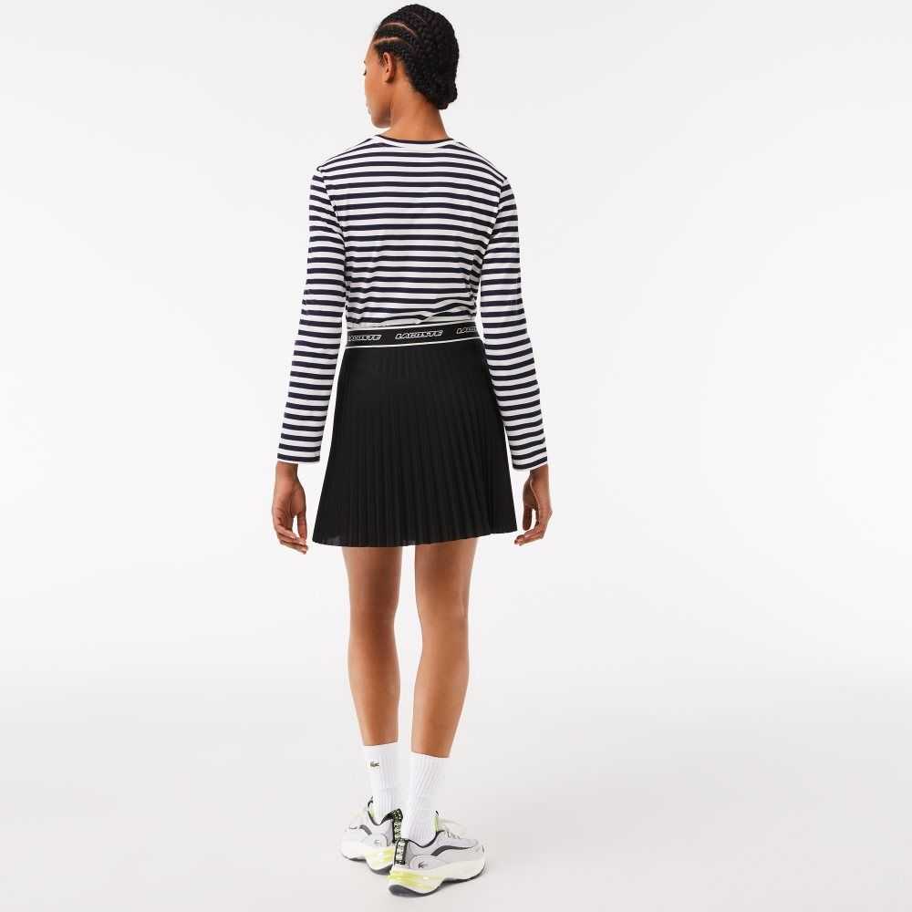 Black Lacoste Elasticized Waist Pleated Skirt | ZSQVBW-682