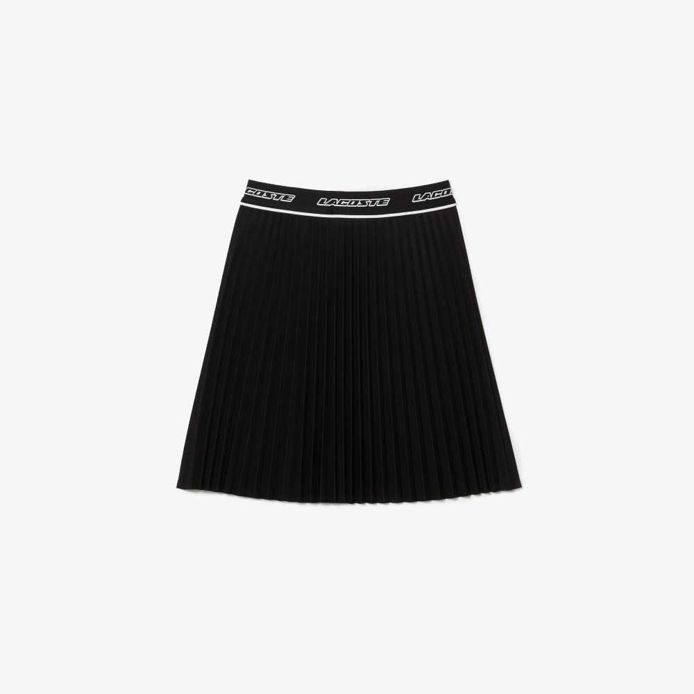 Black Lacoste Elasticized Waist Pleated Skirt | ZSQVBW-682