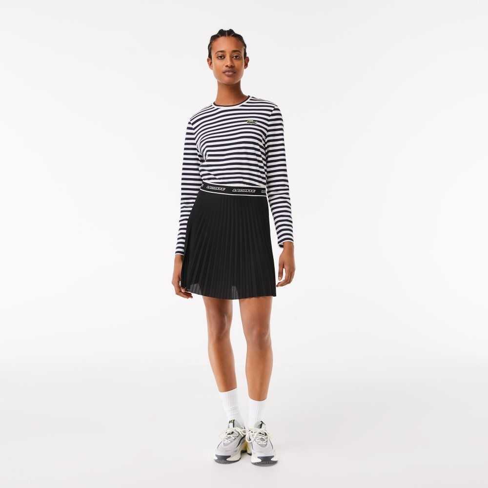 Black Lacoste Elasticized Waist Pleated Skirt | ZSQVBW-682