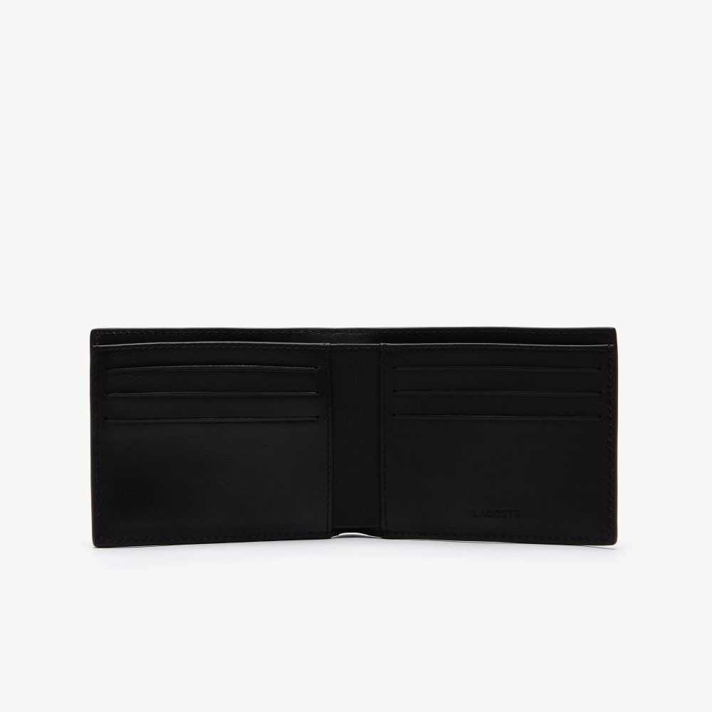 Black Lacoste Fitzgerald Leather Six Card Wallet | OFUQCY-507