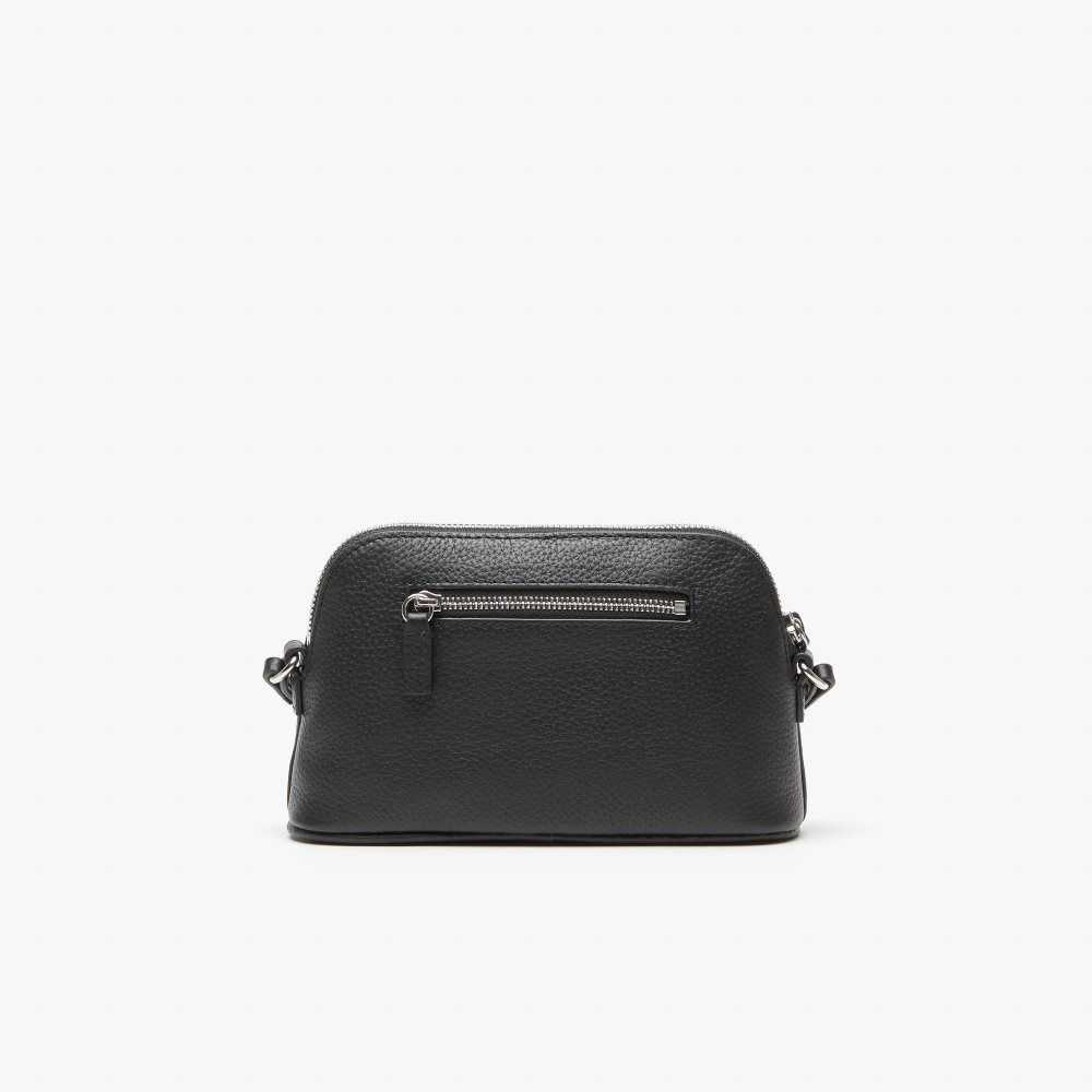 Black Lacoste Grained Leather Dome Crossover Bag | RKFOBQ-986