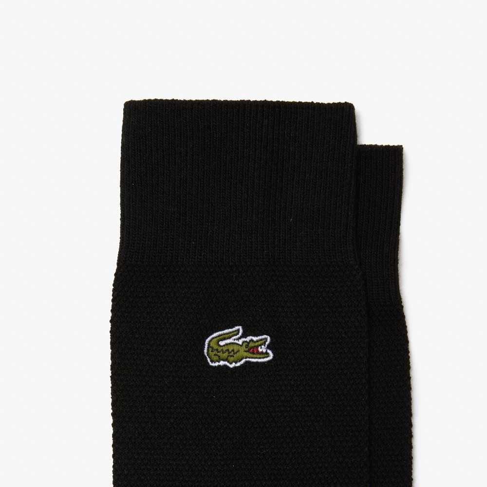 Black Lacoste High-Cut Cotton Pique Socks 3-Pack | YEBRTF-658