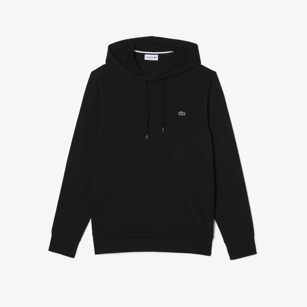 Black Lacoste Hooded Cotton Jersey Sweatshirt | TCHFXQ-357