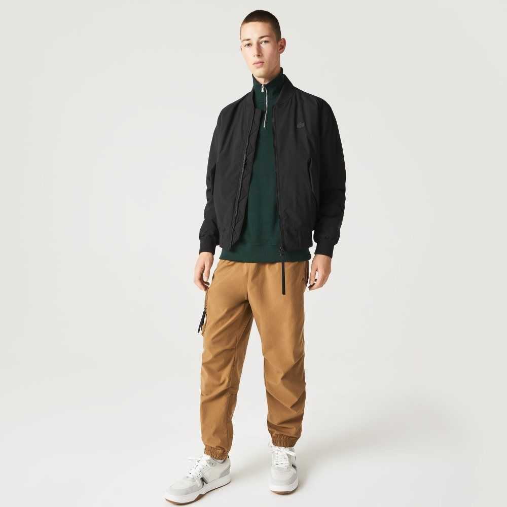 Black Lacoste Insulated Padded Bomber Jacket | ZLXUQO-359