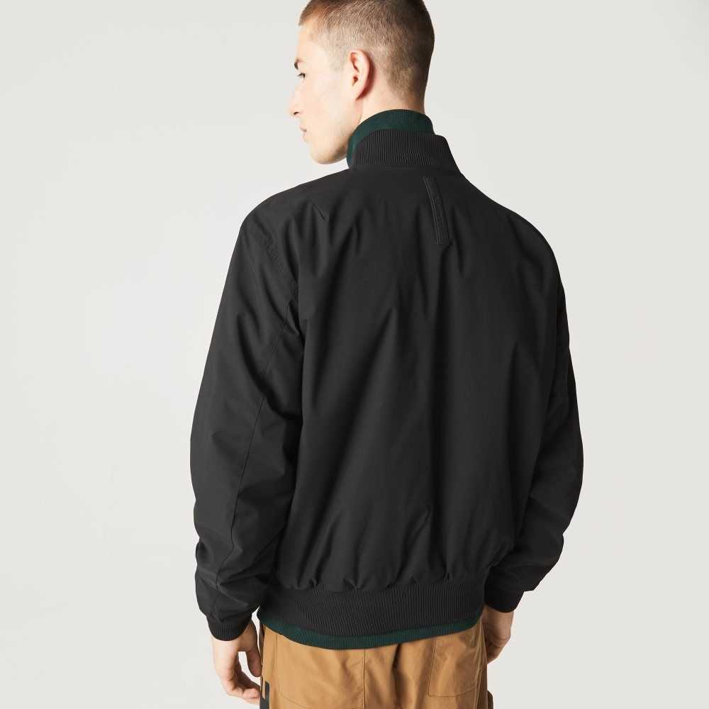 Black Lacoste Insulated Padded Bomber Jacket | ZLXUQO-359