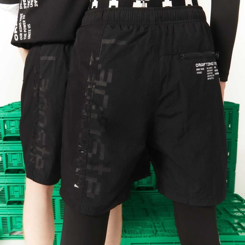 Black Lacoste LIVE x Minecraft Nylon Bermuda Shorts | EYSJXN-710