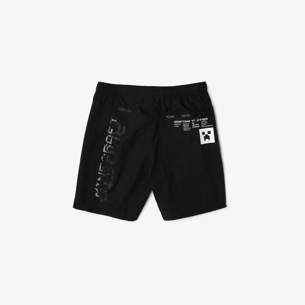 Black Lacoste LIVE x Minecraft Nylon Bermuda Shorts | EYSJXN-710