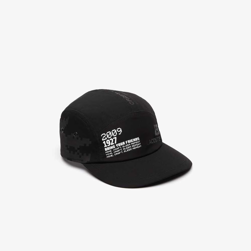 Black Lacoste LIVE x Minecraft Print Nylon Cap | ALGHNJ-824