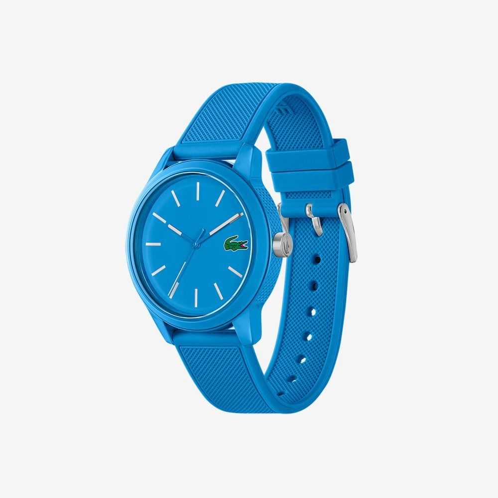 Black Lacoste L.12.12 3 Hands Blue Silicone Watch | POEVQL-957