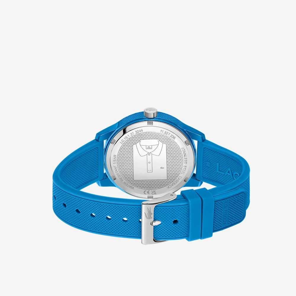 Black Lacoste L.12.12 3 Hands Blue Silicone Watch | POEVQL-957