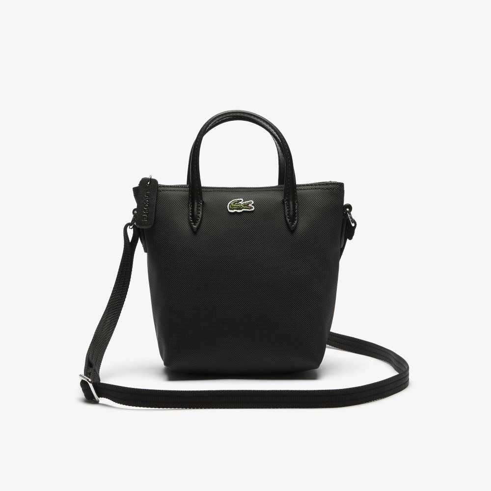 Black Lacoste L.12.12 Concept Petit Pique Coated Canvas Mini Zip Tote Bag | XWUZJD-148