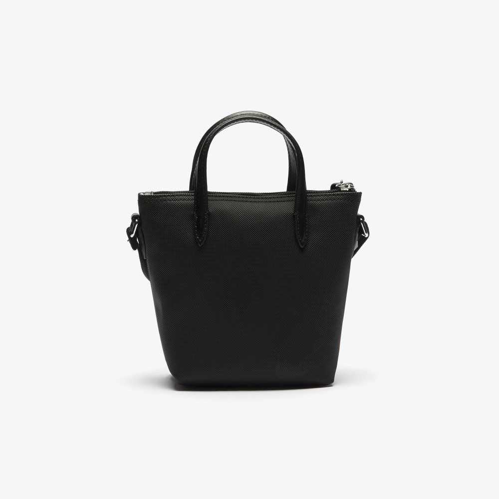 Black Lacoste L.12.12 Concept Petit Pique Coated Canvas Mini Zip Tote Bag | XWUZJD-148