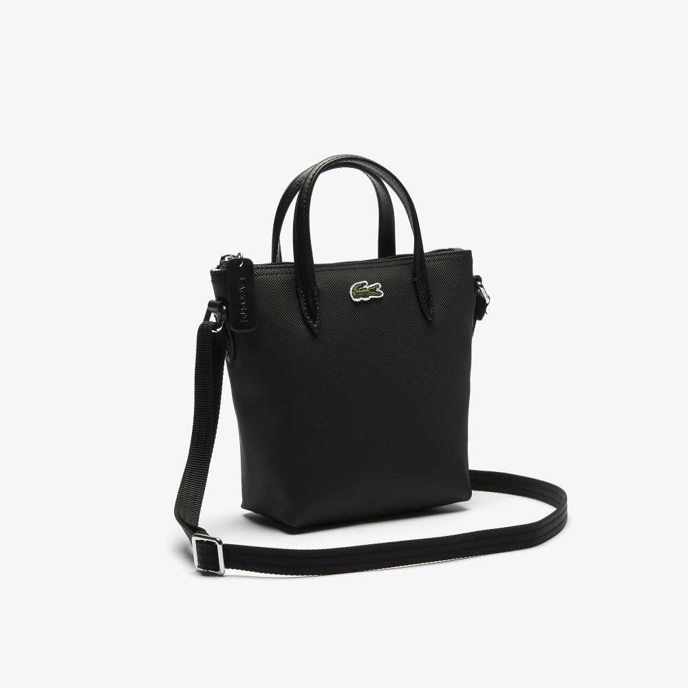 Black Lacoste L.12.12 Concept Petit Pique Coated Canvas Mini Zip Tote Bag | XWUZJD-148