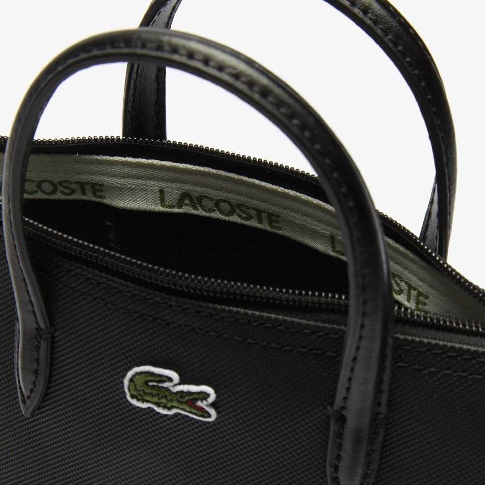 Black Lacoste L.12.12 Concept Petit Pique Coated Canvas Mini Zip Tote Bag | XWUZJD-148