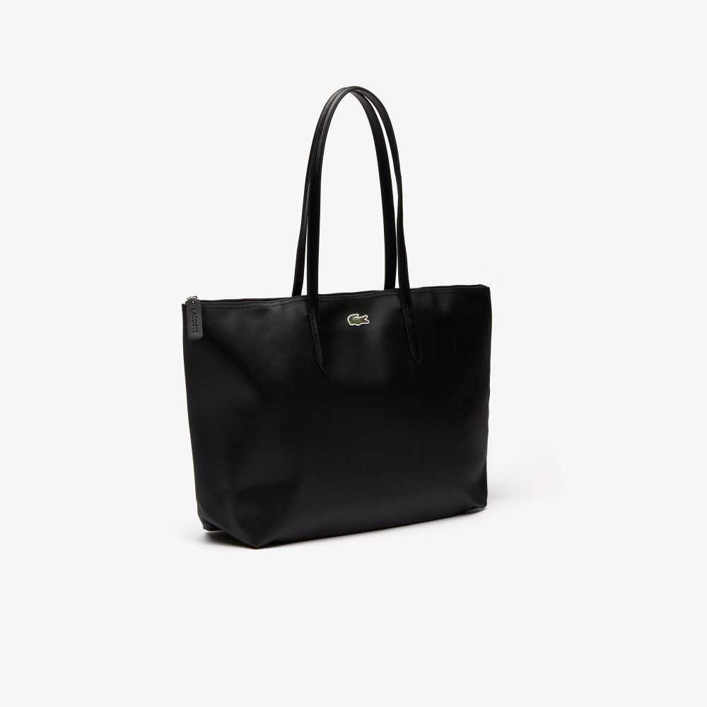 Black Lacoste L.12.12 Concept Zip Tote Bag | KMZIDQ-421