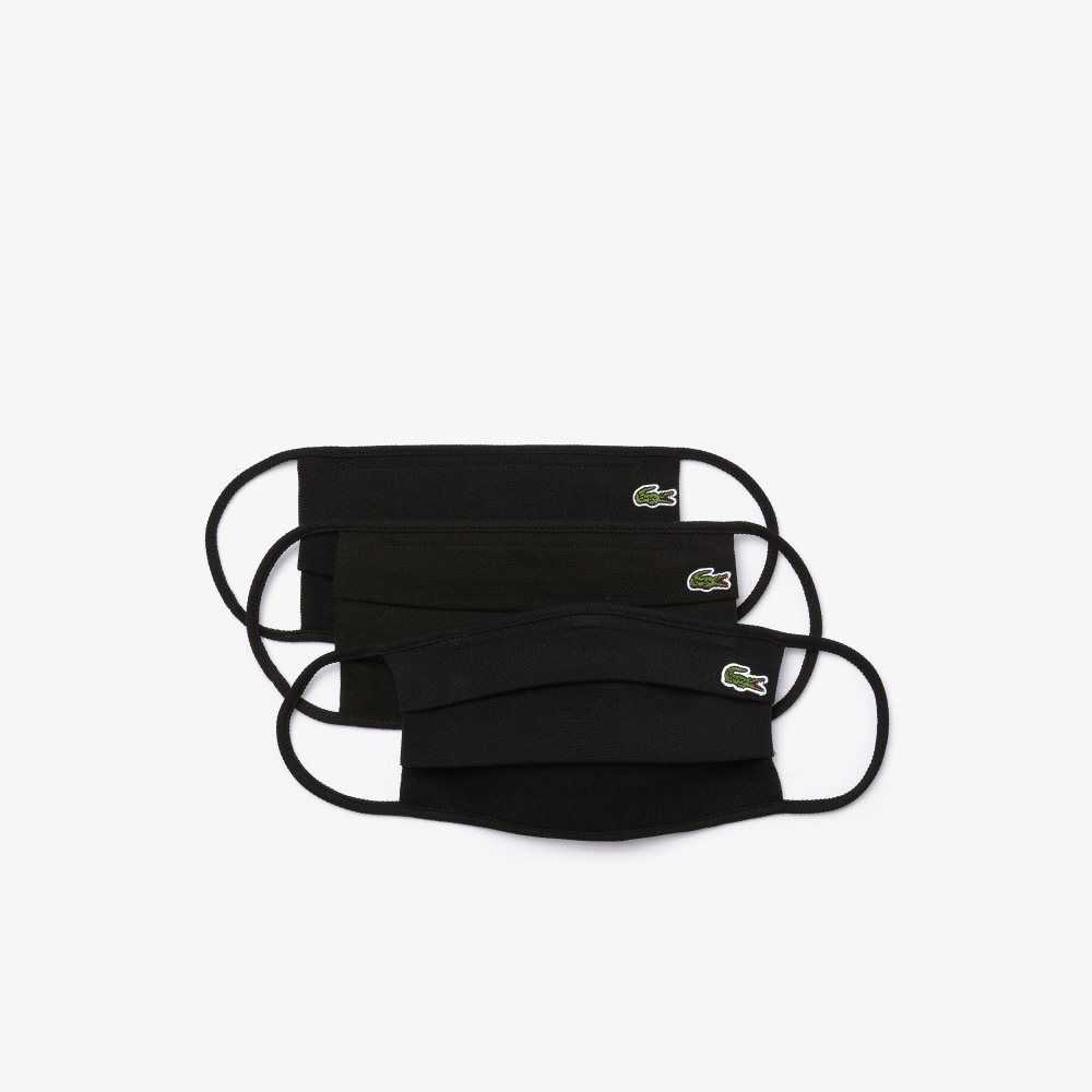 Black Lacoste L.12.12 Face Masks 3-Pack | KBXYPN-287