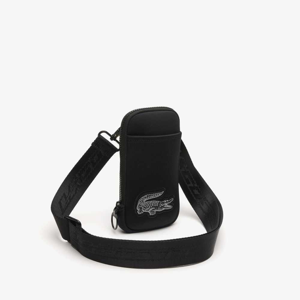 Black Lacoste Logo Strap Smartphone Holder | KJDIGA-807