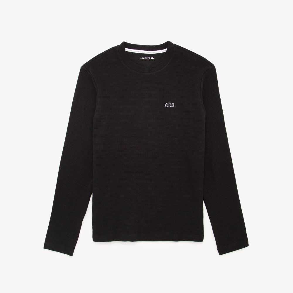 Black Lacoste Long Sleeve Lounge T-Shirt | MATWUZ-156