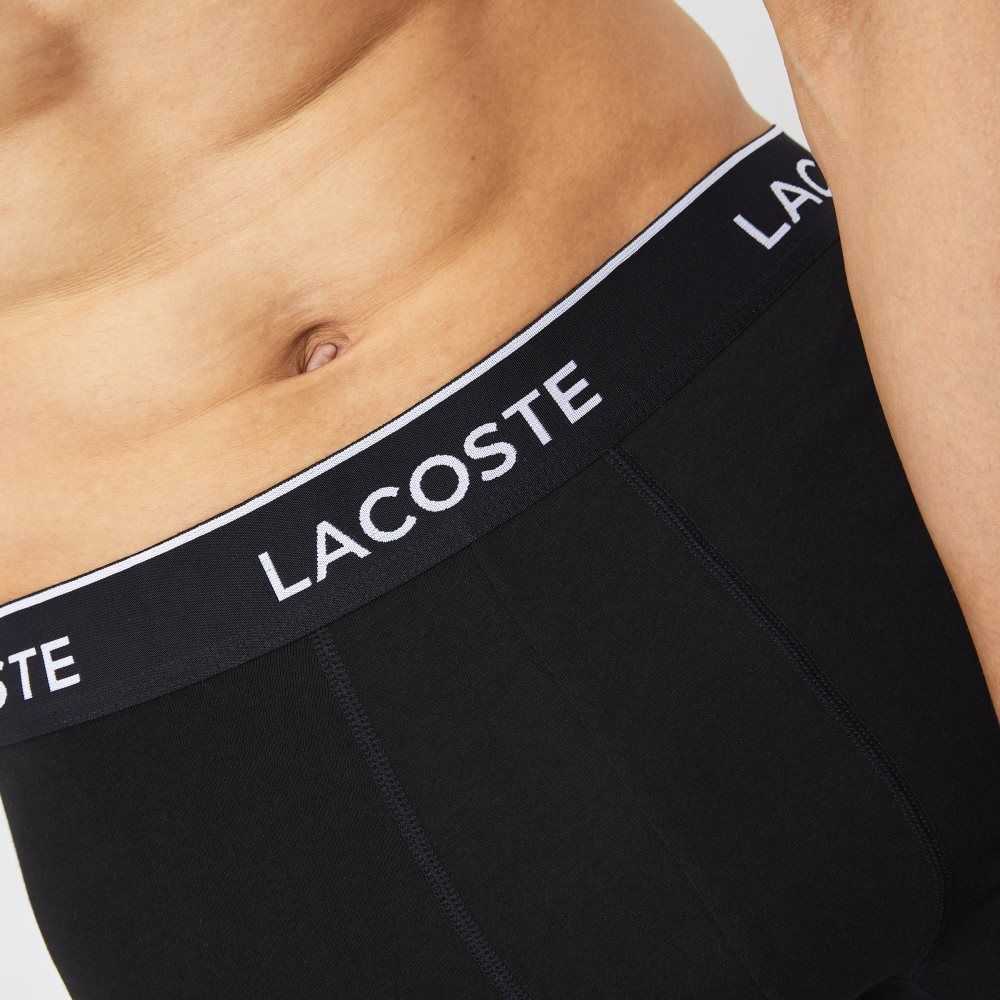 Black Lacoste Long Stretch Cotton Boxer Brief 3-Pack | OSNAUH-407